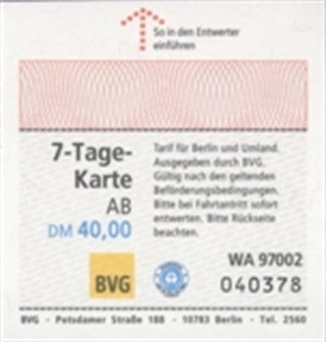Alte BVG Fahrscheine ab 1993