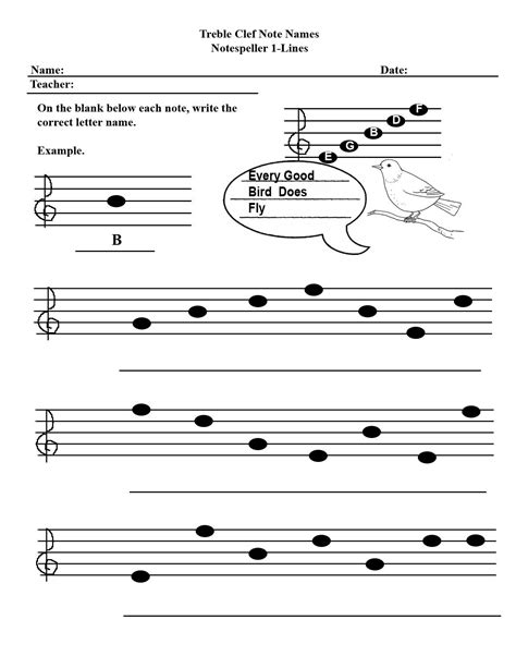 Practice Reading Music Notes Worksheet
