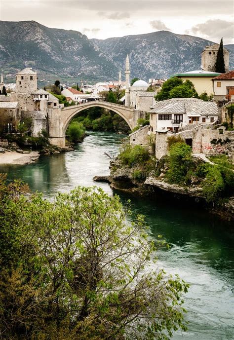 City Of Mostar And Neretva River Stock Image Image Of Outdoor