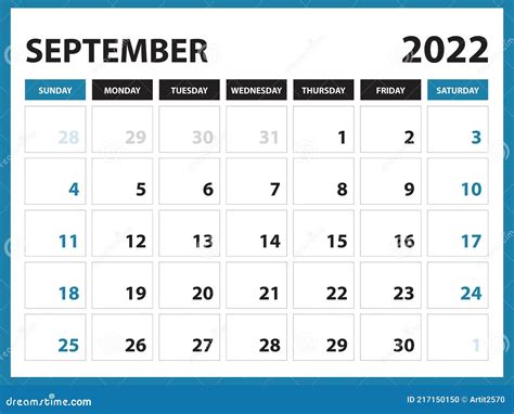 September 2022 Calendar Printable Calendar 2022 Planner Design Desk