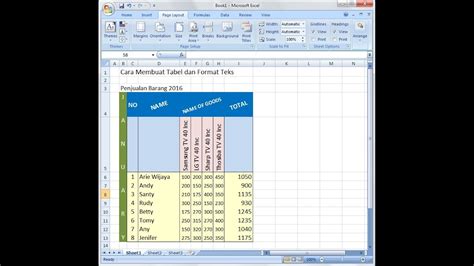Membuat Tabel Data Excel yang Menarik dan Efektif