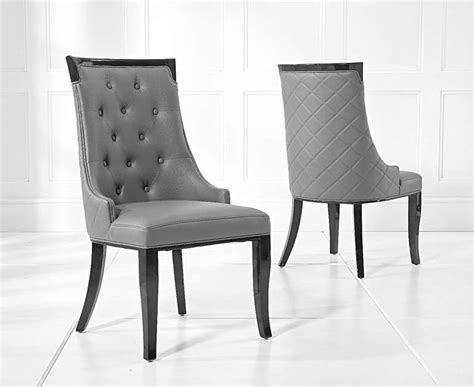 Ravenna Grey Faux Leather Dining Chairs Pair Lycroft Interiors