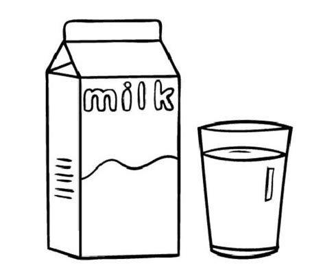 A Box And A Glass Of Milk Coloring Sheet Coloring Pages Milk Drawing