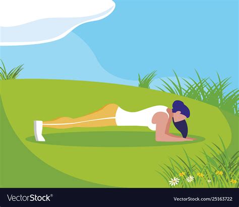 Athletic Woman Doing Push Ups In Camp Royalty Free Vector
