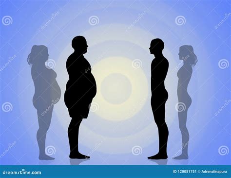 Fat Obese Couple Standing Together Smiling Overweight Casual Man Woman