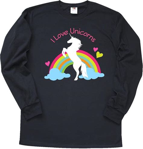 Inktastic I Love Unicorns Rainbow Long Sleeve T Shirt Small