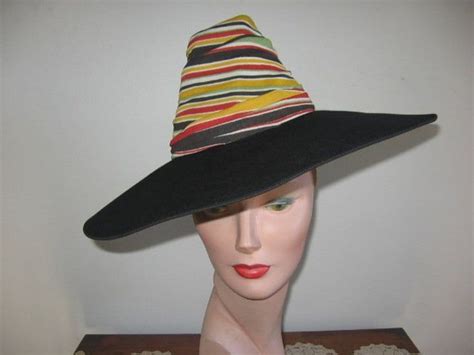 1930 s 40 s black wool felt fedora extreme wide etsy canada hats vintage vintage hats