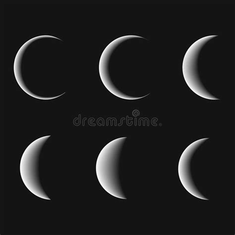 Set Of Different Moon Phases On Black Vector Stock Vector