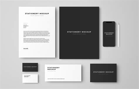 Easily add your own graphics… Stationery & Branding Set Mockup — Medialoot