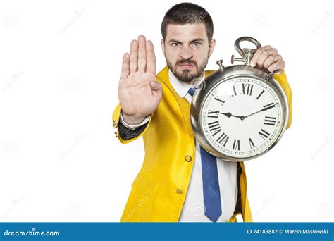 Stop You Re Late Shows A Businessman Stock Image Image Of Gold