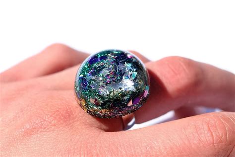 Holographic Ring 90s Sparkle Ring Big Flashy Ring Colorful