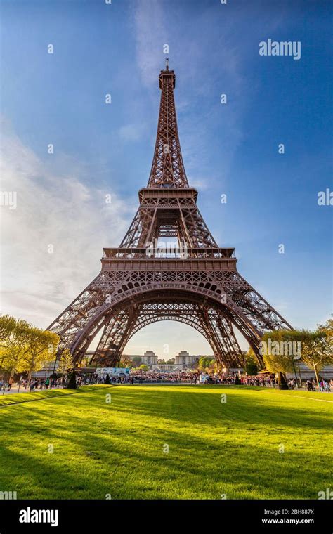 The Eiffel Tower From The Champ De Mars Paris Stock Photo Alamy