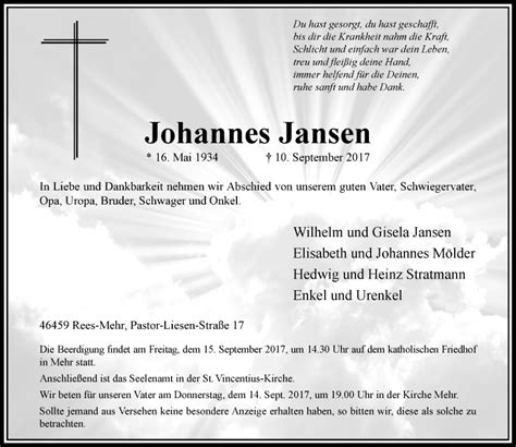 Explore the best stories from rheinische post. Alle Traueranzeigen für Johannes Jansen | trauer.rp-online.de