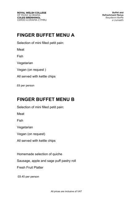 Finger Food Buffet Menu Ideas