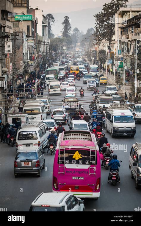 Traffic Jam Kathmandu Nepal Asia Stock Photo Alamy