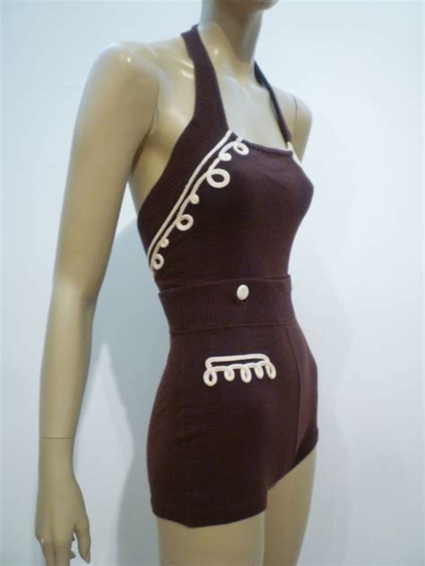 30s Wool Bathing Suit Play Suit In Two Pieces At 1stdibs