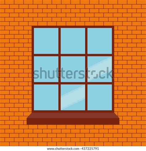 Vector Brick Wall Window Background Template Stock Vector Royalty Free