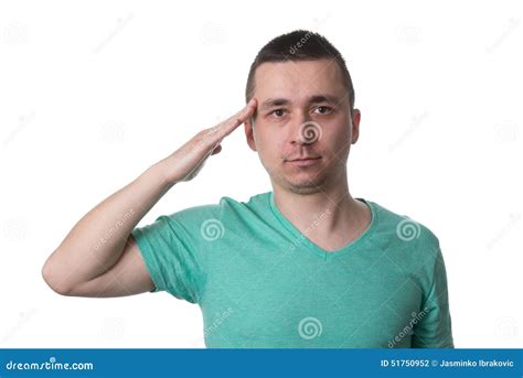 Young Men Saluting Isolated On White Background Stock Photo Image Of