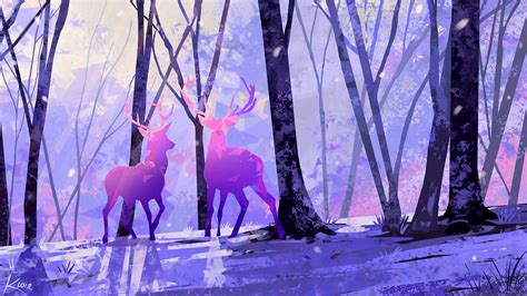 Fantasy Deer Hd Artistic Forest Winter Hd Wallpaper Rare Gallery