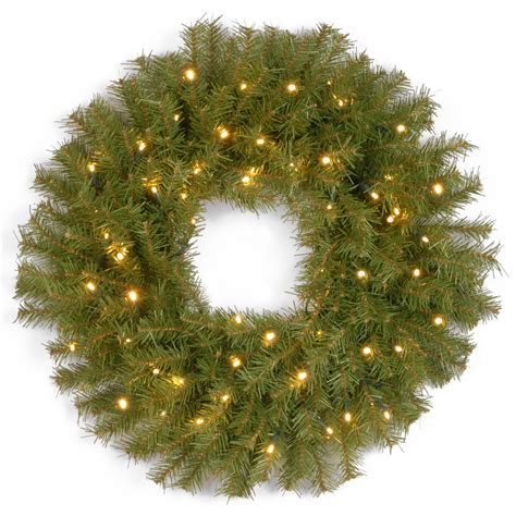 National Tree Norwood Fir Wreath With Battery Operated Dual Color Led