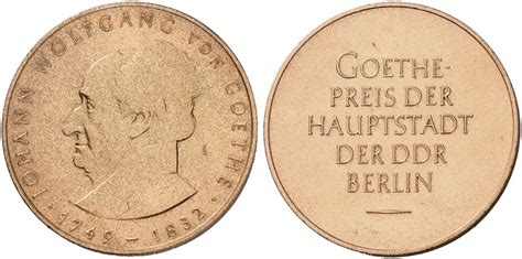 Goethe Preis Der Hauptstadt Der Ddr Berlin Medaille Zum Goethe Preis Nicht Tragbar Buntmetall