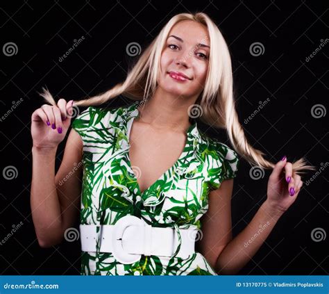 Confident Blonde Is Posing Stock Image Image Of Flirty 13170775