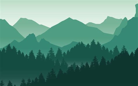 Vector Mountain Landscape Nature Background In Green Travel Adventure