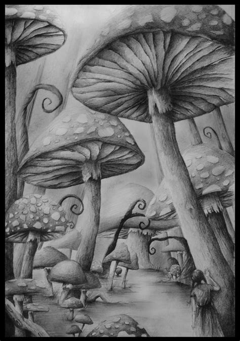 Into wonderland by RamonaTreffers on DeviantArt | Mushroom drawing