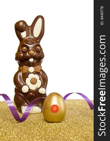 Easter Chocolate Bunny With Golden Egg Free Stock Images Photos