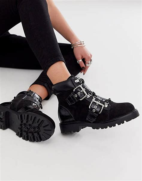 asos design avenue hiker boots in black asos