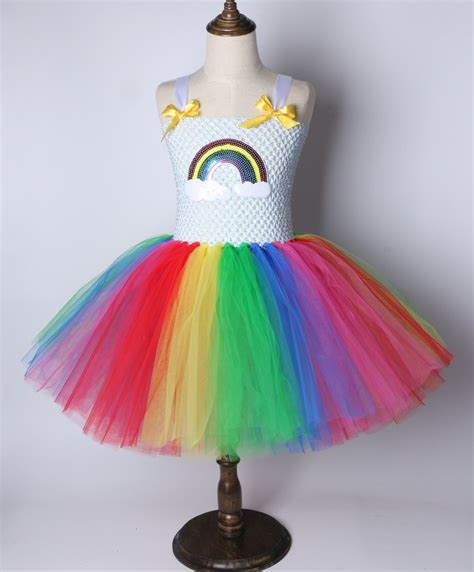 Girls Rainbow Tutu Dress Girls Party Dress Rainbow Tutu Kids Dress