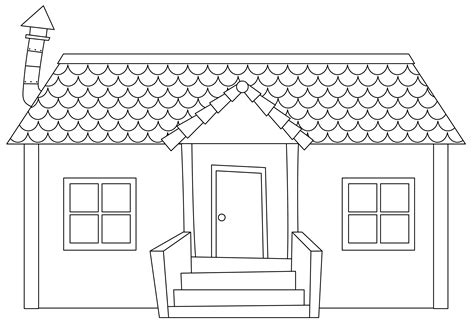 Simple Outline House Clipart Black And White Rectangle Circle