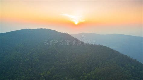 The Beautiful Sunset In The Highest Mountain Of Thailand Stock Image