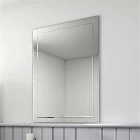 Ibathuk Frameless Bathroom Mirror Wall Mounted Double Layer Glass With Bevelled Edges Vertical