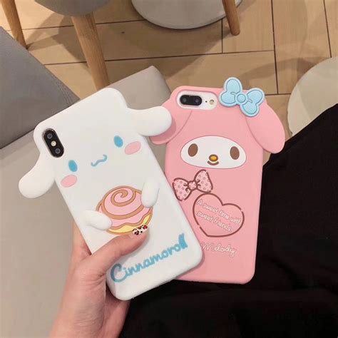 3d Japanese Cute Cartoon My Melody Cinnamoroll Silicone Phone Case For