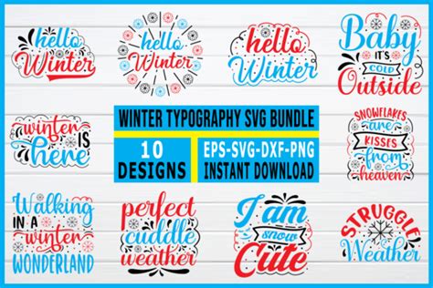 Winter Typography Svg Bundle Graphic By Smart Design · Creative Fabrica