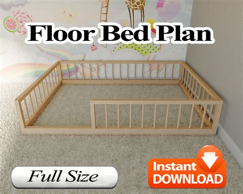 Montessori Floor Bed Plan Full Size Pdf Diy Etsy