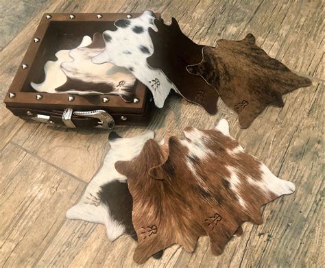 Branded Cowhide Coasters Cowhide Decor Your Western Decor Cowhide