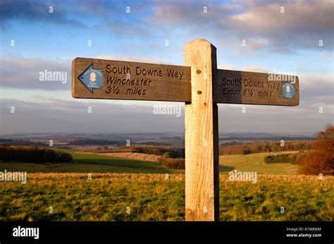 South Downs Way Signpost Hampshire England Stock Photo Alamy
