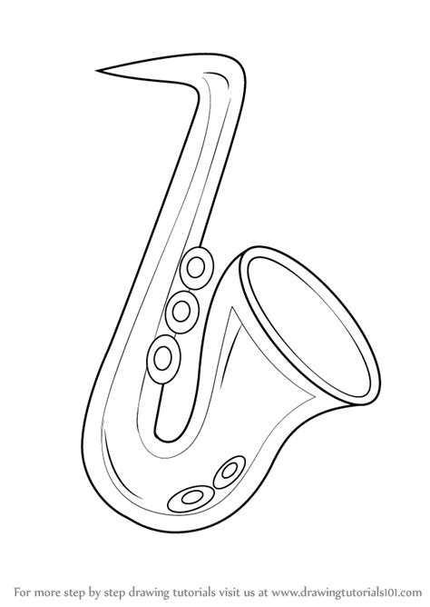This is the opening of the bell. Learn How to Draw a Saxophone for Kids (Musical ...