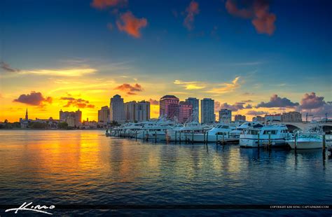 Wpb City Skyline Sunset At Palm Beach Marina Hdr Photography By