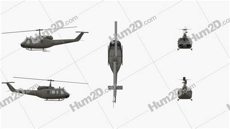 Bell Uh 1 Iroquois Army Utility Helicopter Blueprint In Png Download