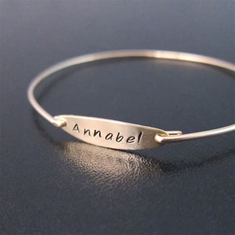 Name Bangle Bracelet Custom Stamped Bracelet Custom Gold