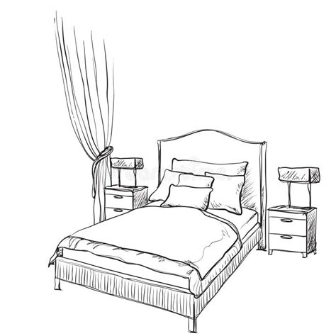Bedroom Modern Interior Sketch Stock Vector Illustration Of Living