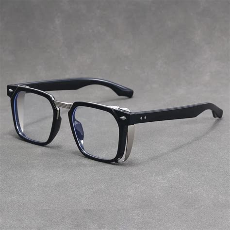 vazrobe square reading glasses men eyeglasses frame male black silver spectacles for