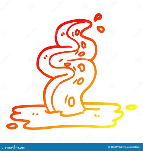 A Creative Warm Gradient Line Drawing Cartoon Spooky Tentacle Stock