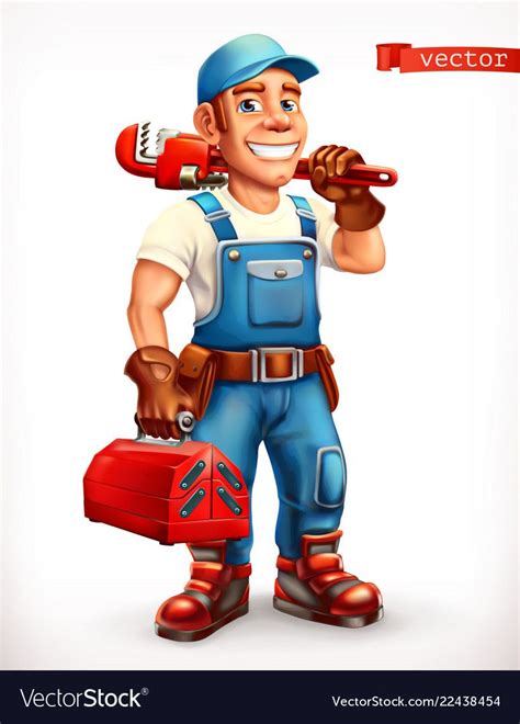Worker Repairman Cheerful Character 3d Icon Vector Image Character