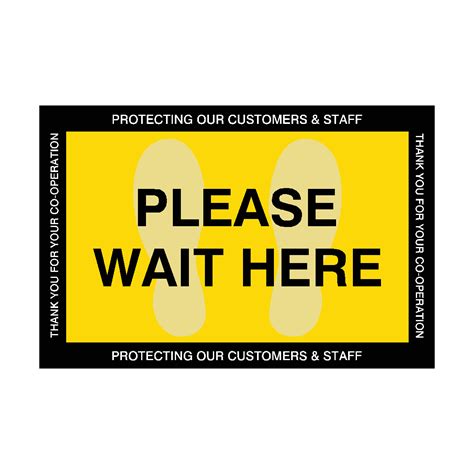 Please Wait Here Floor Vinyl Sticker Safety Uk