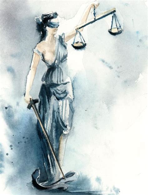 Lady Justice Art Print Blue Watercolor Painting Art Lawyer Etsy Lady Justice Art Painting