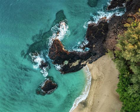 Top Down View Of Rocks And Waves On Lumahai Beach Kauai Photograph By Steven Heap Fine Art America